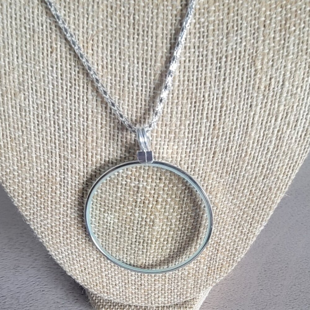 Silver Tone Magnifying Glass Necklace - Picture 2 of 3